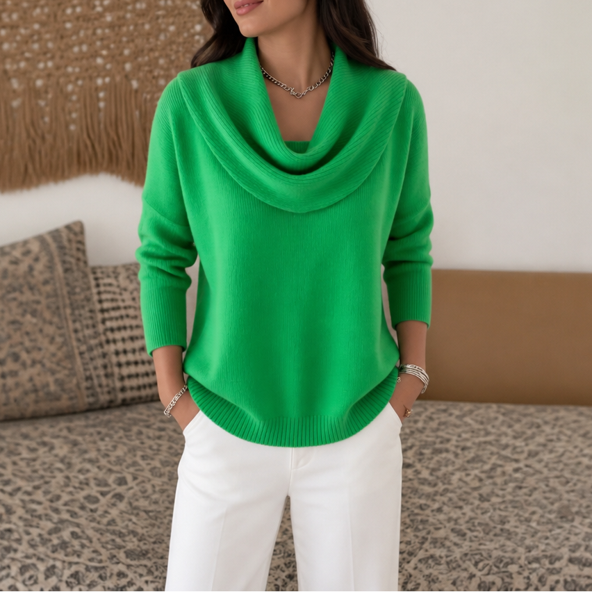 Damen Strickpullover Emma – Drapierter Rollkragen, bequemer Schnitt