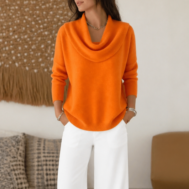 Damen Strickpullover Emma – Drapierter Rollkragen, bequemer Schnitt