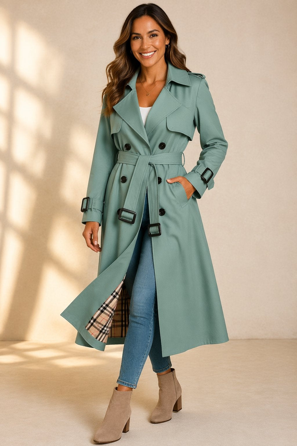 Damen Trenchcoat Emma – Klassisch mit Doppelreiher