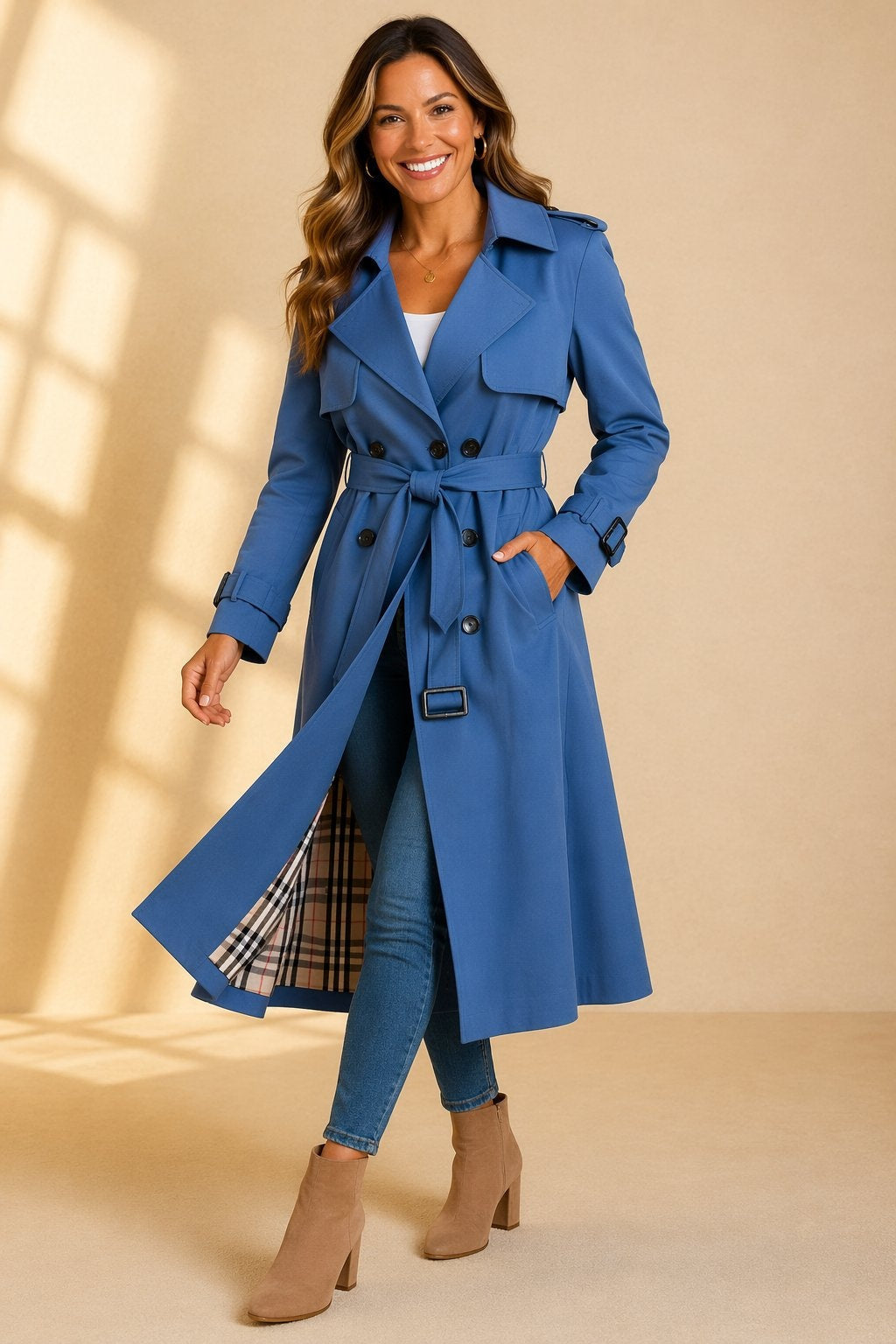 Damen Trenchcoat Emma – Klassisch mit Doppelreiher