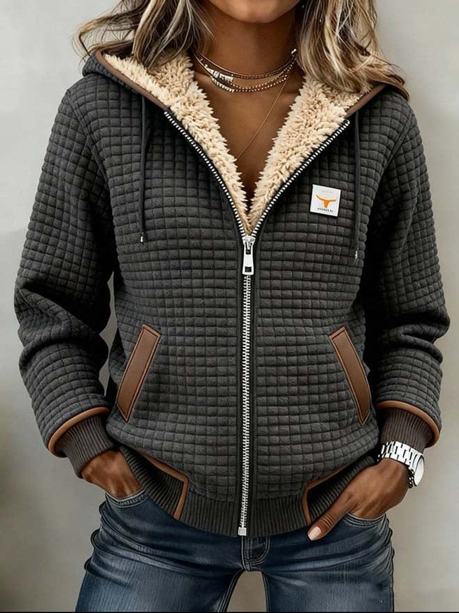 Damen Jacke Mara – Wattiert Sherpa-Futter, Kapuze warm